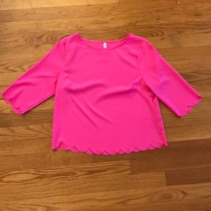 S Hot Pink Scalloped Edge Top